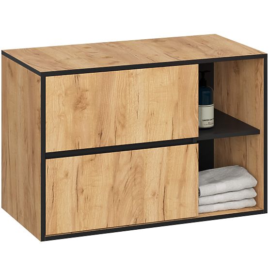 DULAP DE BAIE SUB LAVOAR CU GĂURI VAMI W90 UM 2SZ 2P STEJAR CRAFT / NEGRU