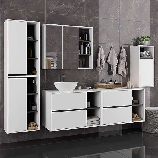 DULAP DE BAIE SUB LAVOAR CU ORIFICII VAMI W90 UM 2SZ 2P ALB / GRI GRAFIT
