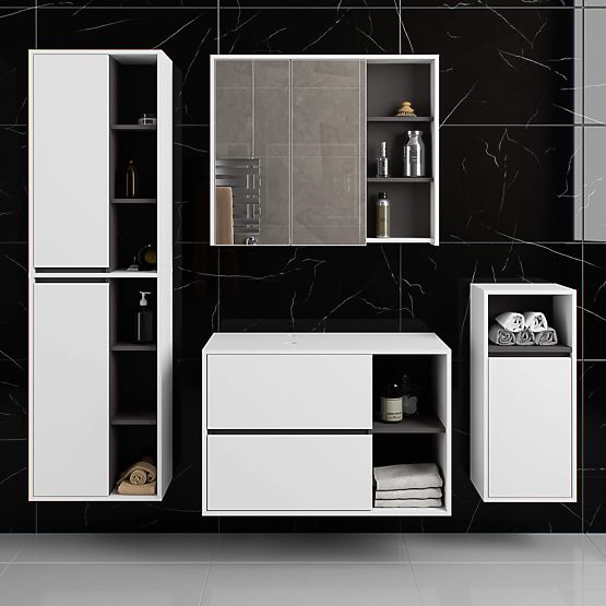 DULAP DE BAIE SUB LAVOAR CU ORIFICII VAMI W90 UM 2SZ 2P ALB / GRI GRAFIT