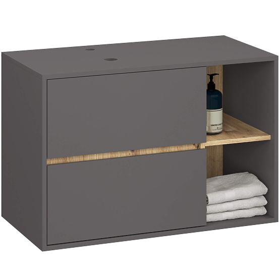 DULAP DE BAIE SUB LAVOAR CU ORIFICII VAMI W90 UM 2SZ 2P GRAFIT GRI / DUB ARTISAN