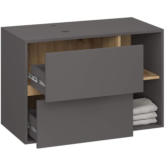 DULAP DE BAIE SUB LAVOAR CU ORIFICII VAMI W90 UM 2SZ 2P GRAFIT GRI / DUB ARTISAN
