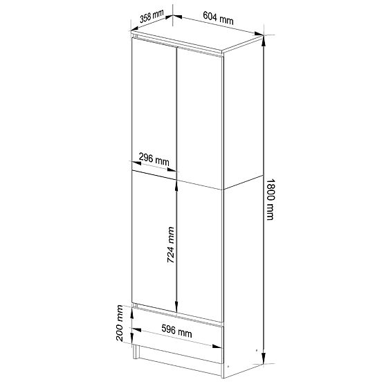 Dulap de birou R 60 cm CLP 1 sertar 2 uși PK Alun