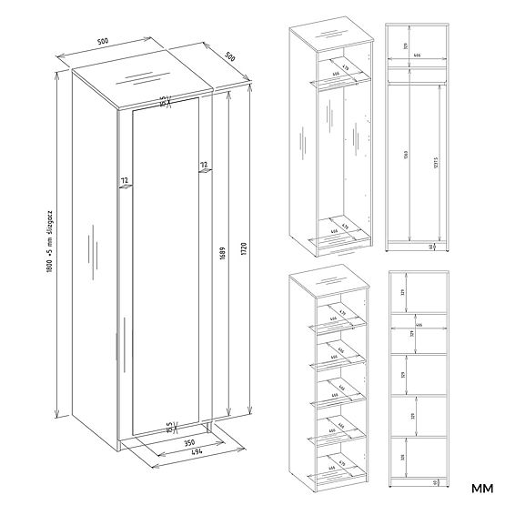 Dulap Malwa SD-50 cu Oglindă ALB