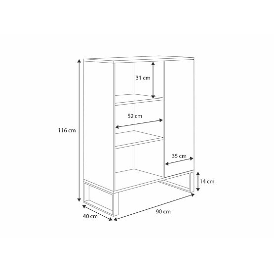 Dulap raft Fondi stejar craft auriu, stil loft