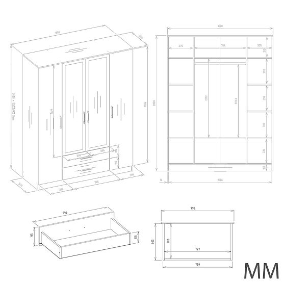 Dulap Romana 160X205 CAȘMIR BEJ