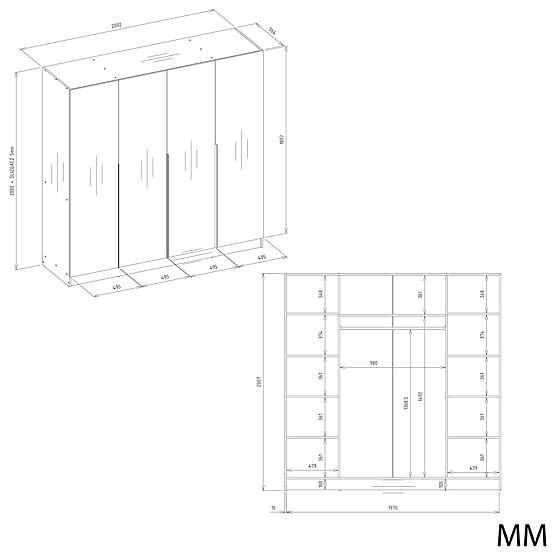 DULAP SENSO 4D 200 CM 4 UȘI MÂNERE AURII PENTRU LIVING DORMITOR CAȘMIR BEJ