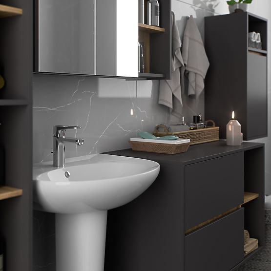 DULAP SUSPENDAT PENTRU BAIE VAMI W35 1D 1W GRAFIT GRI / STEJAR ARTISAN