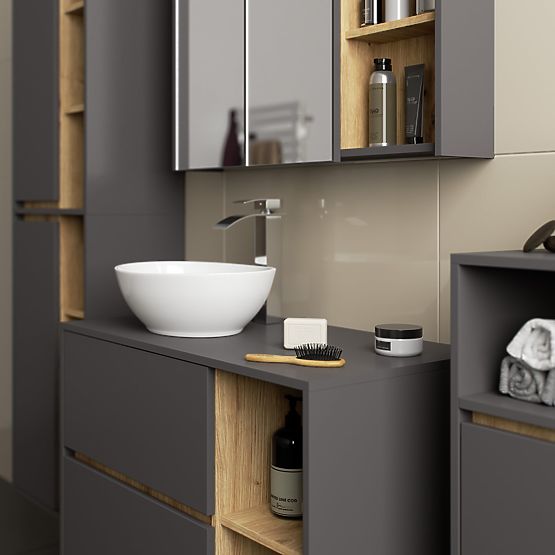 DULAP SUSPENDAT PENTRU BAIE VAMI W35 1D 1W GRAFIT GRI / STEJAR ARTISAN