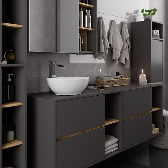 DULAP SUSPENDAT PENTRU BAIE VAMI W35 1D 1W GRAFIT GRI / STEJAR ARTISAN