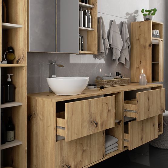DULAP SUSPENDAT PENTRU BAIE VAMI W35 1D 1W STEJAR ARTISAN / CAȘMIR