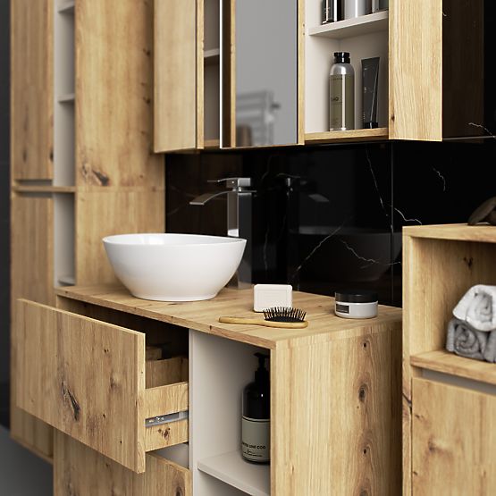 DULAP SUSPENDAT PENTRU BAIE VAMI W35 1D 1W STEJAR ARTISAN / CAȘMIR