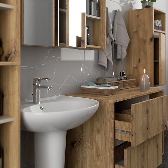 DULAP SUSPENDAT PENTRU BAIE VAMI W35 1D 1W STEJAR ARTISAN / CAȘMIR