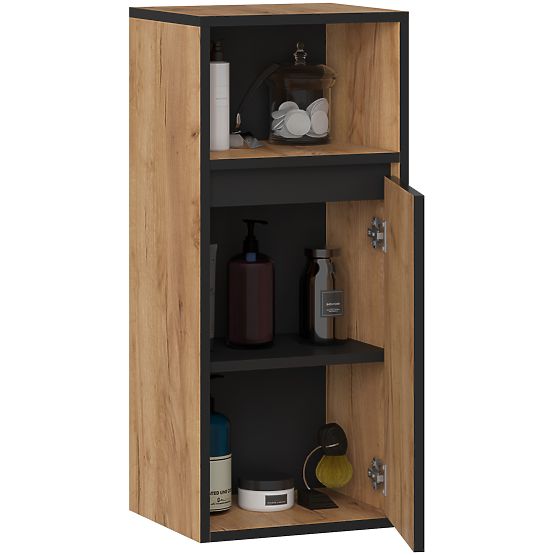 DULAP SUSPENDAT PENTRU BAIE VAMI W35 1D 1W STEJAR CRAFT / NEGRU