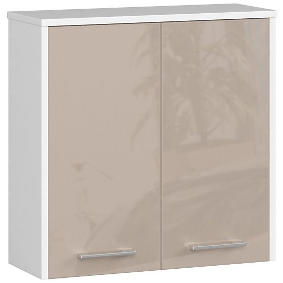 Dulap suspendat W 60 cm FIN 2D - alb-cappuccino lucios