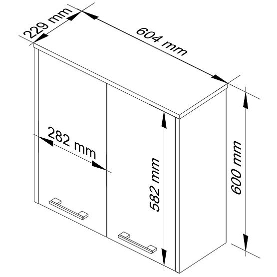 Dulap suspendat W 60 cm FIN 2D - alb-grafit gri
