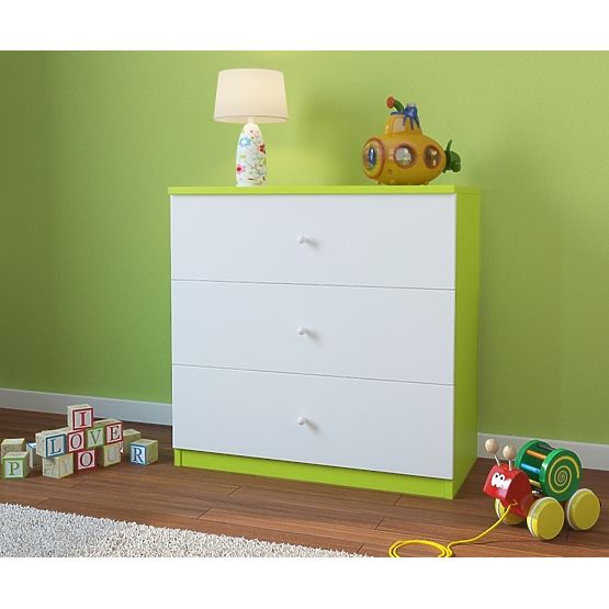 Dulapul cu sertare pentru copii –verde-alb