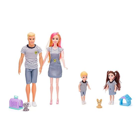Familia modernă Woodyland cu păpuși și animale