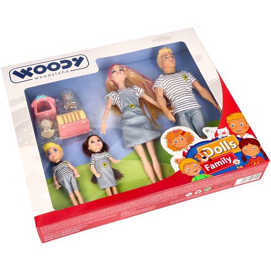 Familia modernă Woodyland cu păpuși și animale