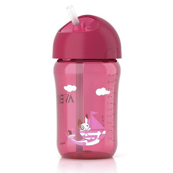fermecător ceașcă cu paie Avent roz 340 ml