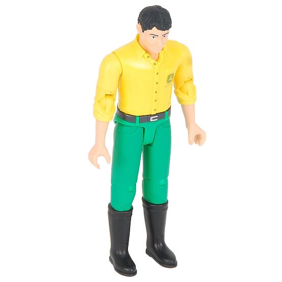 Figurină Bruder BWORLD John Deere tricou galben, pantaloni verzi