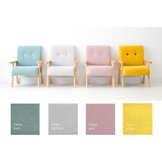 Fotoliu copii retro Velour - gri deschis