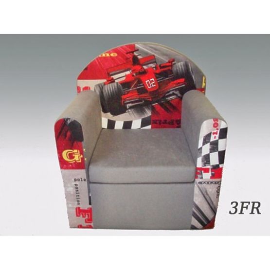 Fotoliu pentru copii cu motiv de formula 1-gri