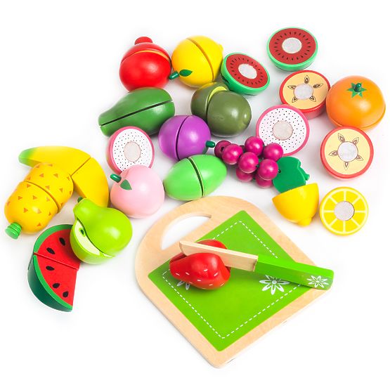 Fructe din lemn pentru tăiere 20 de piese ECOTOYS