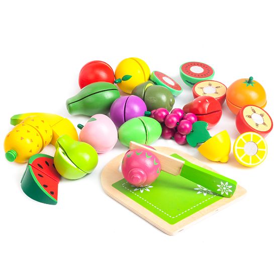Fructe din lemn pentru tăiere 20 de piese ECOTOYS