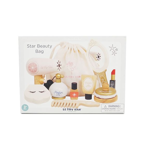 Geantă cosmetică cu accesorii din lemn