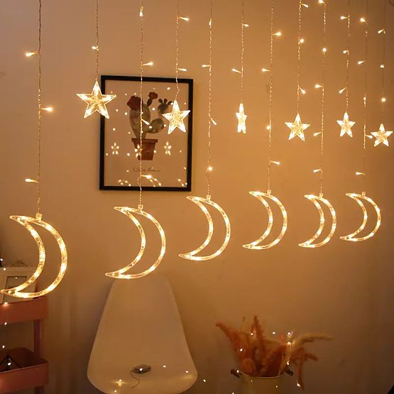 Ghirlande luminoase lună și stele iluminat de Crăciun 96LED