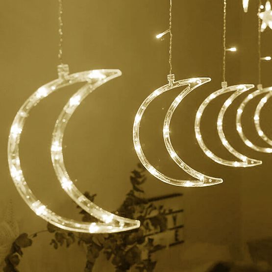 Ghirlande luminoase lună și stele iluminat de Crăciun 96LED