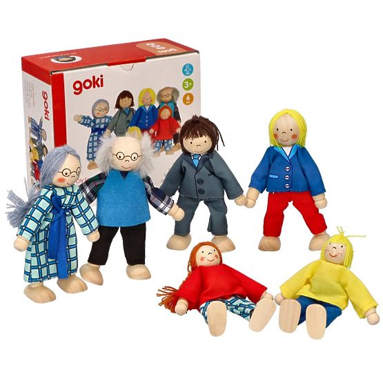 GOKI Familie - păpuși din lemn pentru căsuță