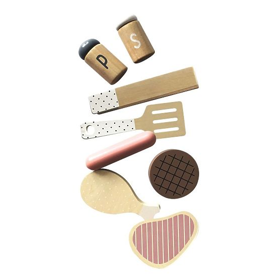 Gratar din lemn pentru copii cu accesorii