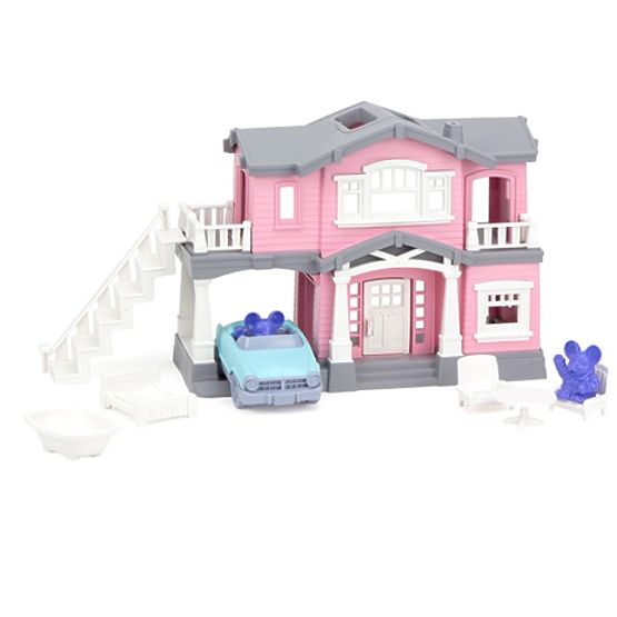 Green Toys Casă roz cu 9 accesorii