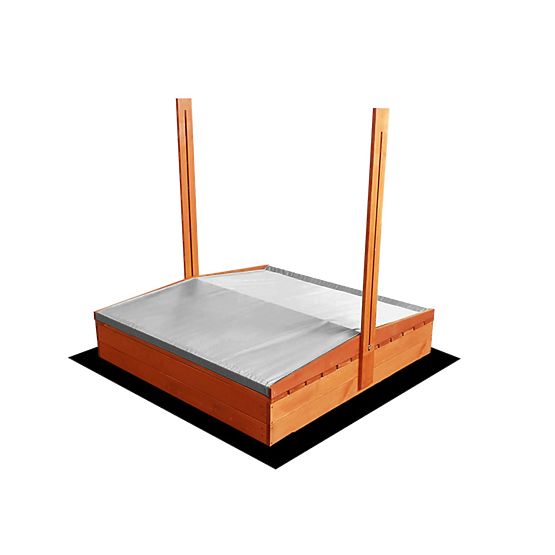 Lada de nisip cu bănci și acoperiș 120 x 120 - gri