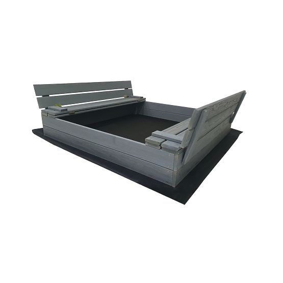 Lada de nisip cu bănci închise 120x120 cm - gri