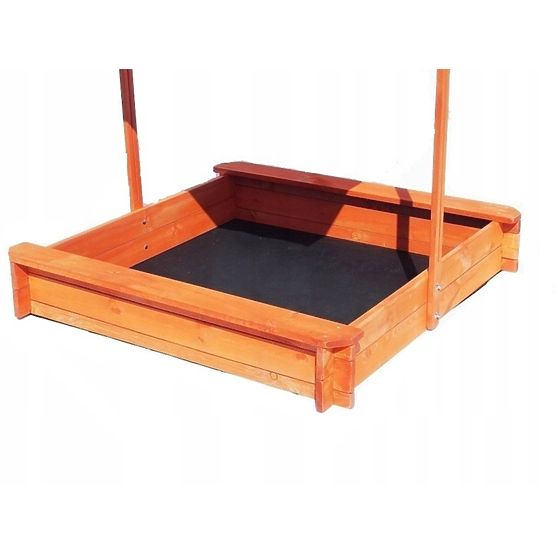 Groapă de nisip din lemn cu bănci și acoperiș 120 x 120 - galben