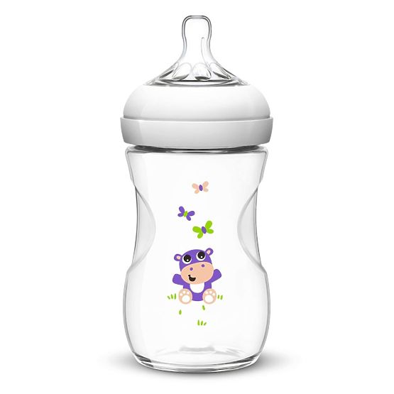 infantil flacon Avent natural 260 ml alb hippo