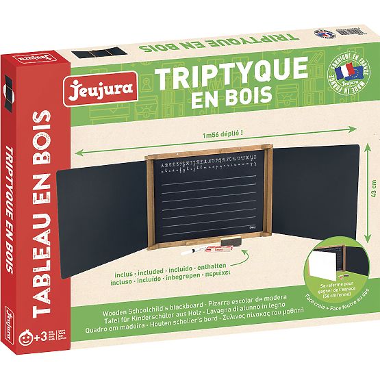 Jeujura Tablă multifuncțională din lemn cu trei aripi 156x43 cm cu accesorii