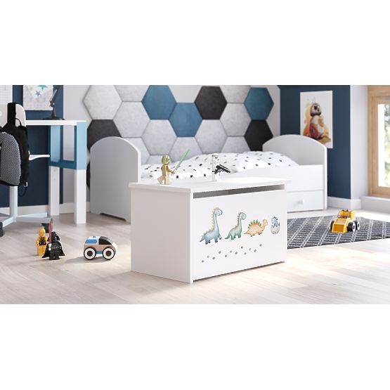 Ladă de jucării Daria albă cu imprimeu Dinozauri