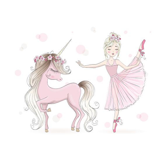 Ladă de jucării Daria albă cu imprimeu Fetiță cu unicorn
