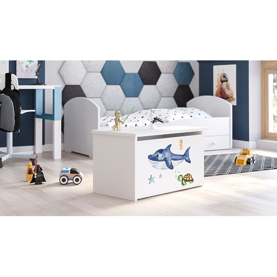 Ladă de jucării Daria albă cu imprimeu Rechin