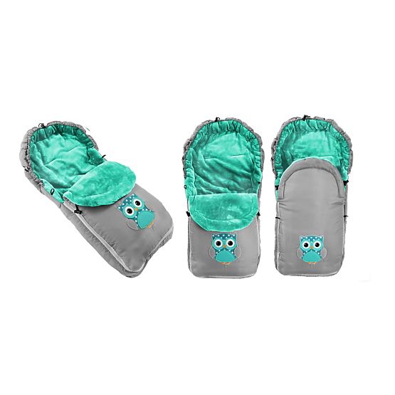 Landou pentru bebeluși gri-minty – model cu bufniță