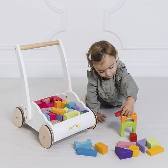 Le Toy Van Petilou Cărucior cu cuburi curcubeu