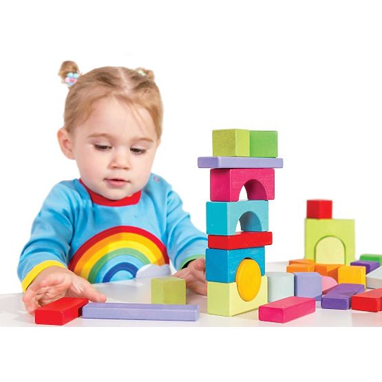 Le Toy Van Petilou Cărucior cu cuburi curcubeu