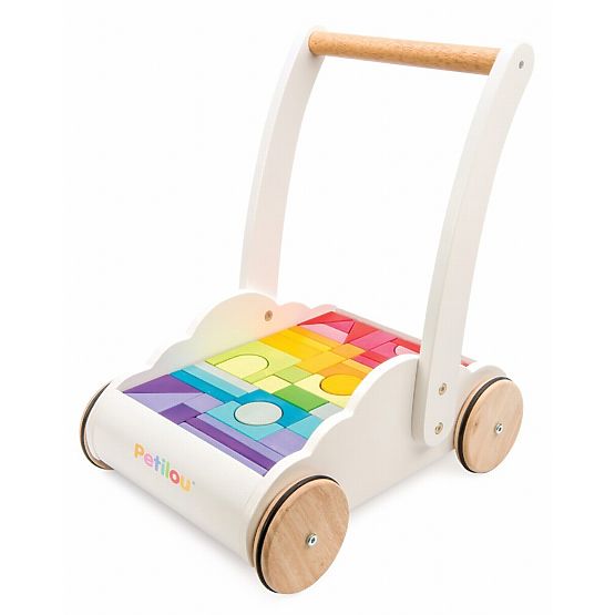 Le Toy Van Petilou Cărucior cu cuburi curcubeu