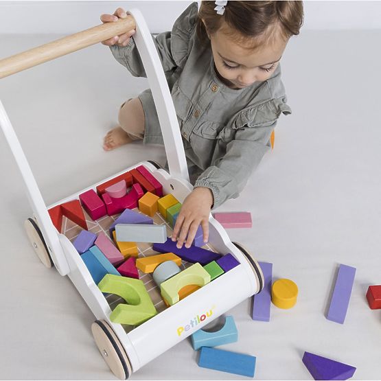 Le Toy Van Petilou Cărucior cu cuburi curcubeu