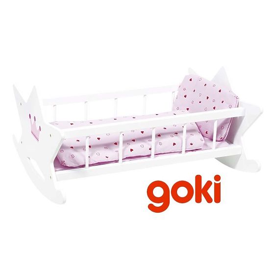 Leagan din lemn Goki pentru papusi cu plapuma