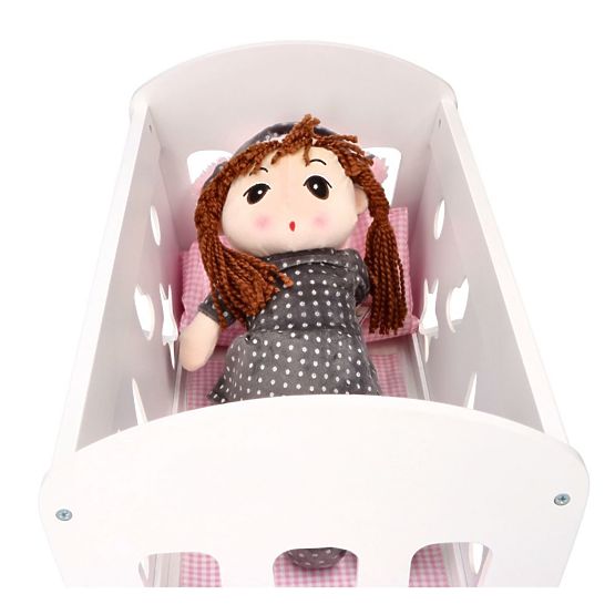 Leagan din lemn pentru papusi cu plapuma