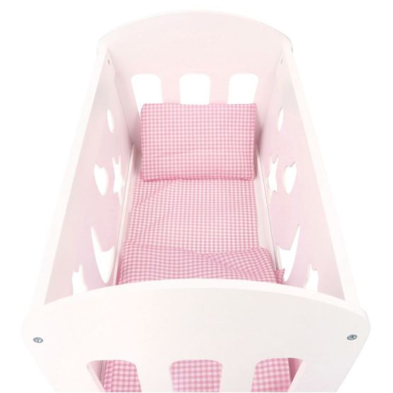 Leagan din lemn pentru papusi cu plapuma